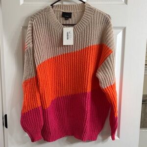 Lumiere Beige, Orange, and Pink Sweater